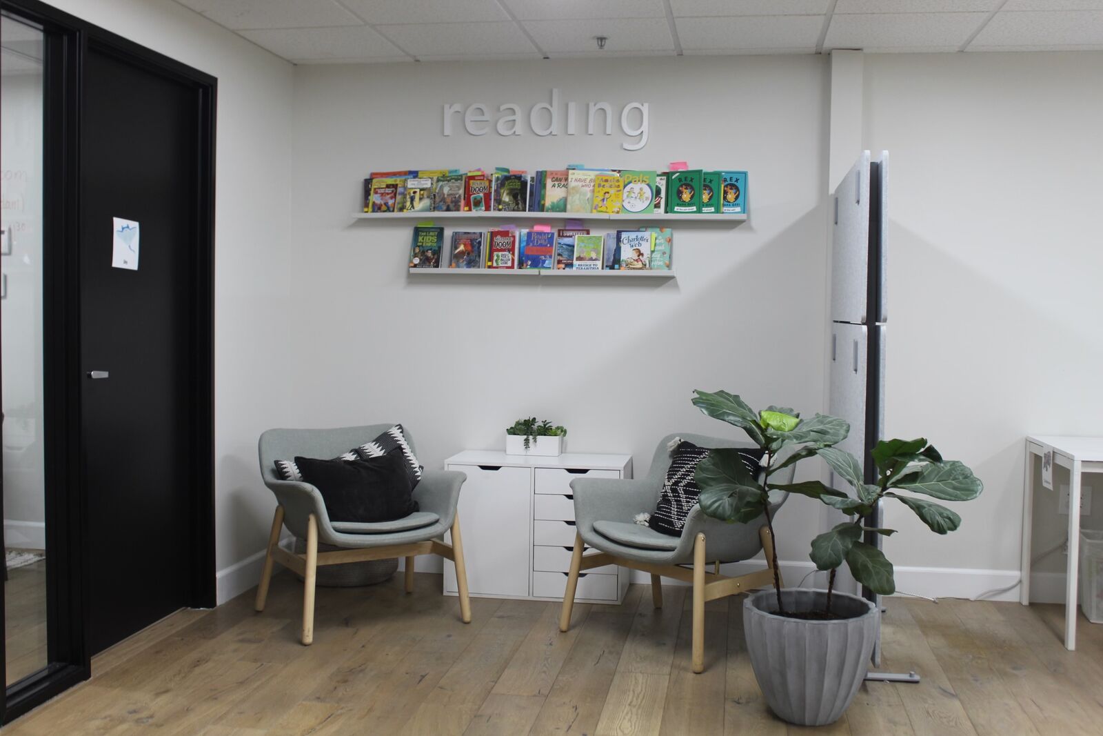 Hallway with reading materials